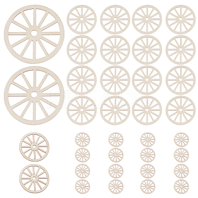 40Pcs 2 Styles Unfinished Blank Wooden Wheel Pendants Set for Painting Arts HJEW-OC0001-44-1