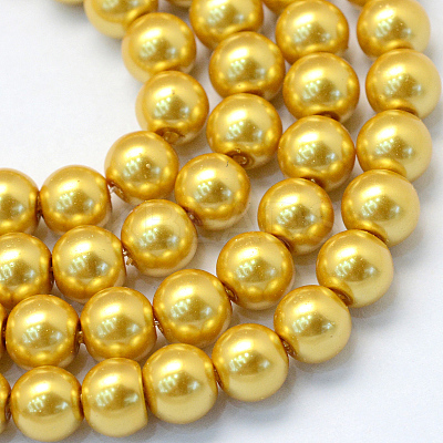 Baking Paint Pearlized Glass Pearl Round Bead Strands X-HY-Q330-8mm-31-1