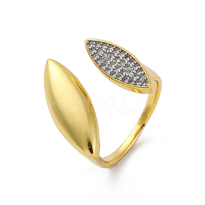 Brass Micro Pave Clear Cubic Zirconia Cuff Rings for Women RJEW-H248-06G-1