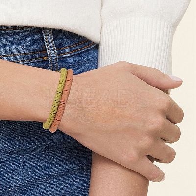 Polymer Clay Heishi Surfer Stretch Bracelets Set BJEW-SW00130-1