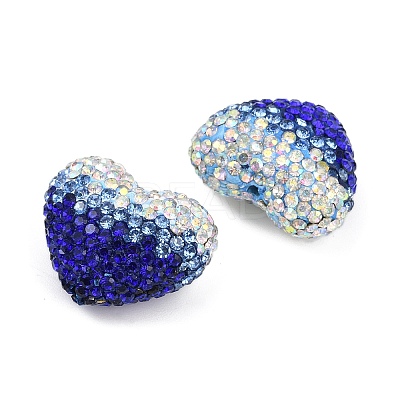 Gradient Color Heart Shaped Polymer Clay Rhinestone Beads CLAY-NH0002-03D-1