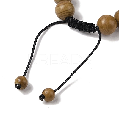10mm Round Natural Wood Lace Stone Braided Bead Bracelets BJEW-C067-01C-17-1