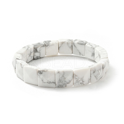 Square Synthetic Howlite Beads Stretch Bracelets for Women Men BJEW-C097-06V-1