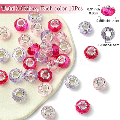 30Pcs 3 Colors Handmade Glass European Beads GLAA-YW0004-21B-1