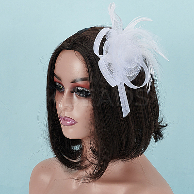 Polyester & Fether Hair Accessories AJEW-WH0031-31C-1
