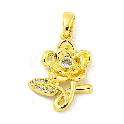 Brass Micro Pave Clear Cubic Zirconia Pendants KK-P263-06C-G-1