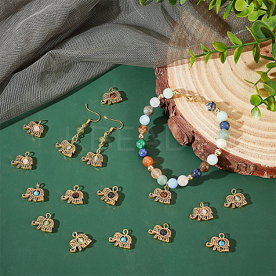 60Pcs Natural & Synthetic Mixed Gemstone Pendants PALLOY-PH0022-26-1