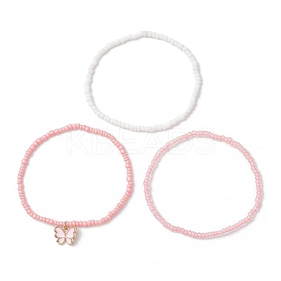 3Pcs Glass Seed Beaded Stretch Bracelets for Women BJEW-JB11437-1