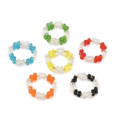 6Pcs 6 Colors Glass Bead Finger Rings RJEW-MZ00036-1