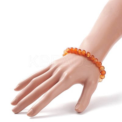 Natural Carnelian Round Beaded Stretch Bracelet BJEW-JB08644-1