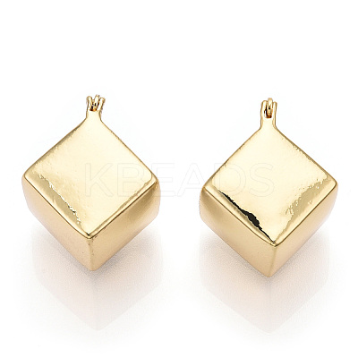 Brass Rhombus Thick Hoop Earrings for Women EJEW-F303-05G-1