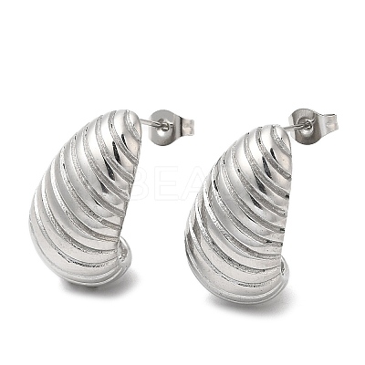 Non-Tarnish 304 Stainless Steel Croissant Stud Earrings EJEW-B026-17P-1