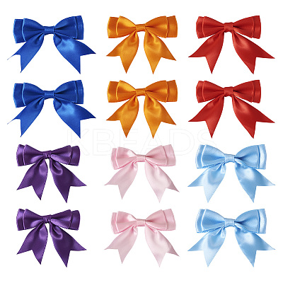24Pcs 6 Colors Bowknot Handmade Polyester Ornament Accessories AJEW-TA0001-64-1