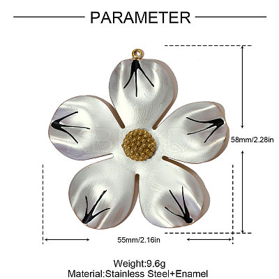 304 Stainless Steel Enamel Big Pendants STAS-OY004-79G-1
