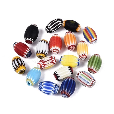 Handmade Millefiori Glass Barrel Beads LA-N002-04-1