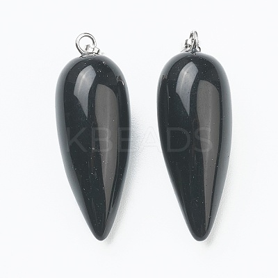 Natural Obsidian Pointed Pendants G-F705-01B-P-1