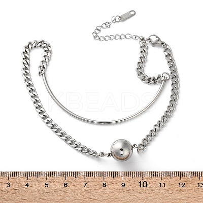 304 Stainless Steel Curb Chain Wrap Bracelets for Women BJEW-A036-12P-1