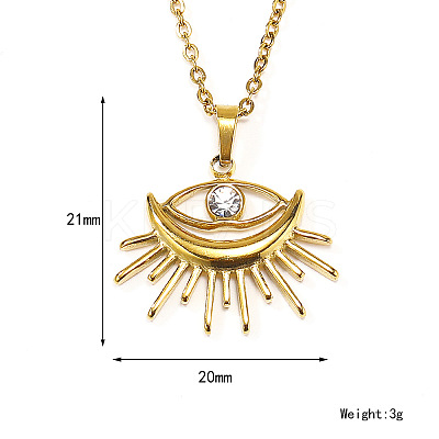 Retro Stainless Steel Clear Cubic Zirconia Eye Pendant Cable Chain Necklaces for Women MU9051-4-1