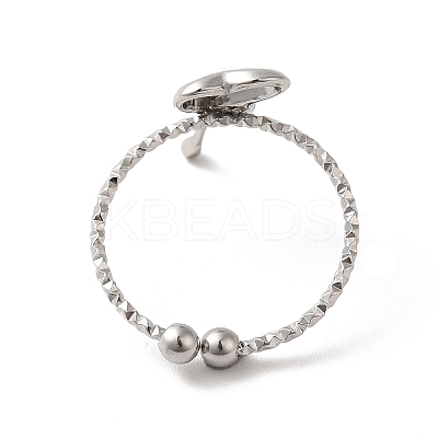 Non-Tarnish 304 Stainless Steel Heart Open Cuff Rings for Women RJEW-H136-03P-1