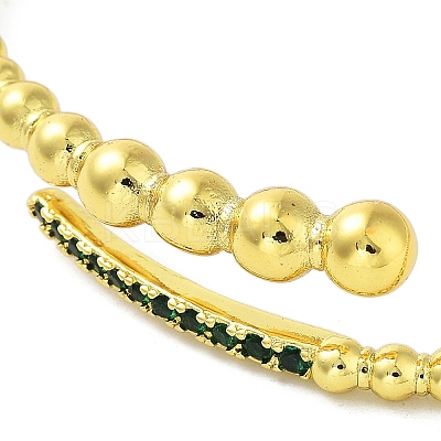 Brass Micro Pave Cubic Zirconia Cuff Bangles BJEW-E095-02G-1