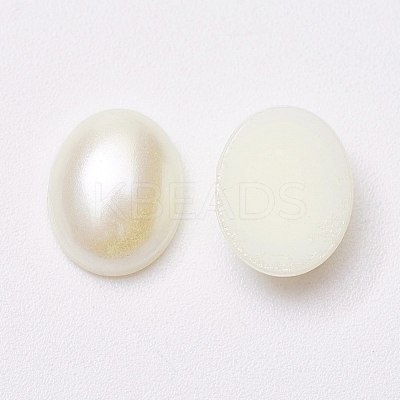 Acrylic Imitation Pearl Cabochons X-MACR-E007-8x10mm-J02-1