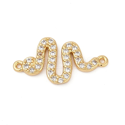 Brass Micro Pave Clear Cubic Zirconia Connector Charms KK-G526-02G-1
