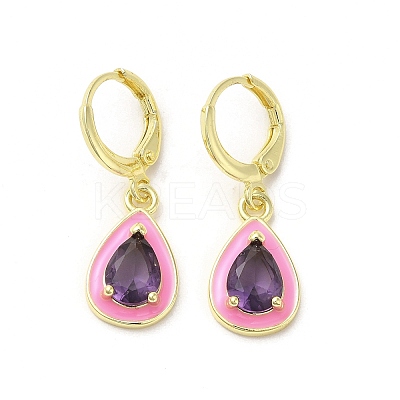 Teardrop Real 18K Gold Plated Brass Dangle Leverback Earrings EJEW-L268-026G-04-1