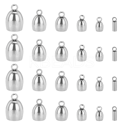36Pcs 6 Style 304 Stainless Steel Cord Ends STAS-UN0021-11P-1