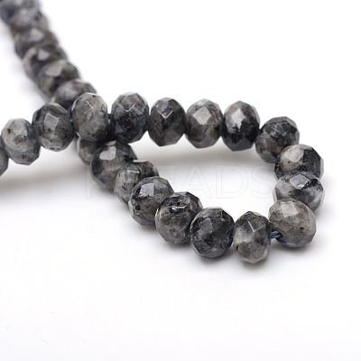 Faceted Rondelle Dyed Natural Sesame Jasper/Kiwi Jasper Bead Strands G-R343-6x8-20-1