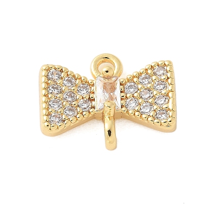 Brass Micro Pave Cubic Zirconia Connector Charms KK-U056-53G-1