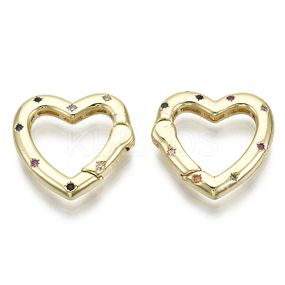 Brass Micro Pave Cubic Zirconia Spring Gate Rings ZIRC-N039-027-NF-1