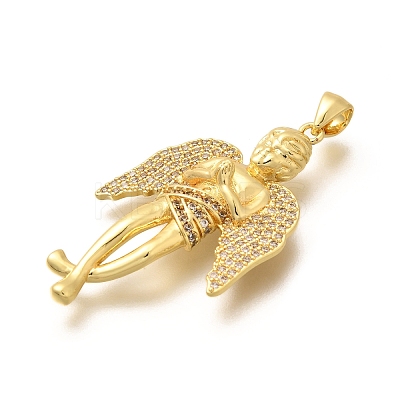 Rack Plating Brass Micro Pave Cubic Zirconia Pendants KK-L226-019G-1