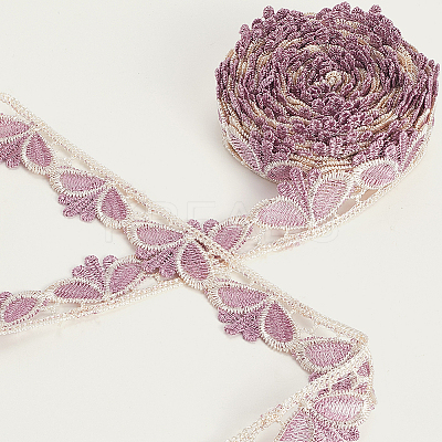 6Yards Polyester Wavy Lace Trim Ribbon SRIB-GF0001-45D-1