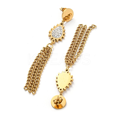 Ion Plating(IP) Rhinestone Teardrop Dangle Stud Earrings EJEW-D083-03G-1