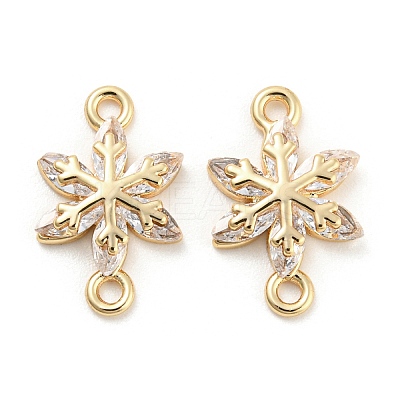 Brass Pave Clear Cubic Zirconia Connector Charms KK-Q789-10G-1
