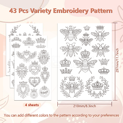 4 Sheets 11.6x8.2 Inch Stick and Stitch Embroidery Patterns DIY-WH0455-157-1