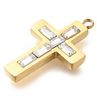 304 Stainless Steel Rhinestone Charms STAS-P369-14G-01-1