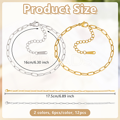 13Pcs 304 Stainless Steel Paperclip Chain Bracelets BJEW-OC00003-1