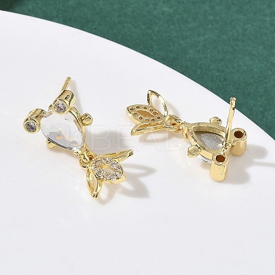 Brass Micro Pave Cubic Zirconia Fish Dangle Stud Earrings EJEW-K320-01G-22-1