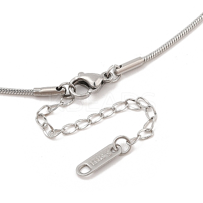 304 Stainless Steel Flower Pendant Round Snake Chain Necklaces NJEW-H044-07P-1