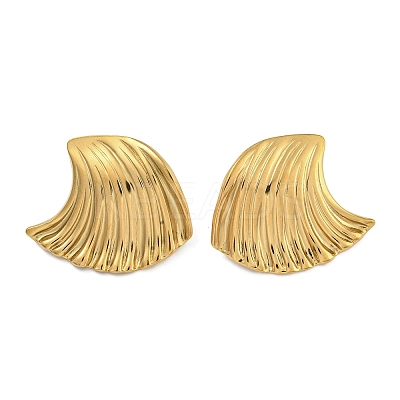 304 Stainless Steel Ocean Wave Stud Earrings for Women EJEW-U022-01G-1