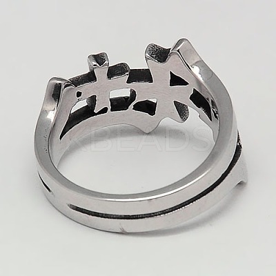 Personalized Retro 304 Stainless Steel Cross Rings for Men RJEW-F006-116-22mm-1