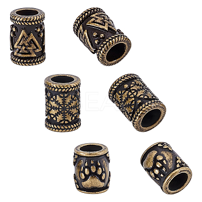 6Pcs 3 Styles 304 Stainless Steel European Beads STAS-UN0044-65-1
