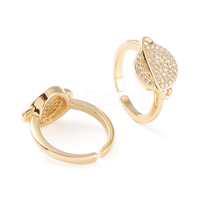 Brass Micro Pave Clear Cubic Zirconia Cuff Rings RJEW-F102-11G-1