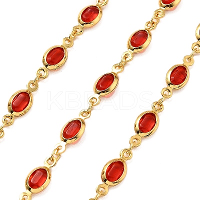 Brass Glass Oval Link Chains CHC-R001-02G-01-1