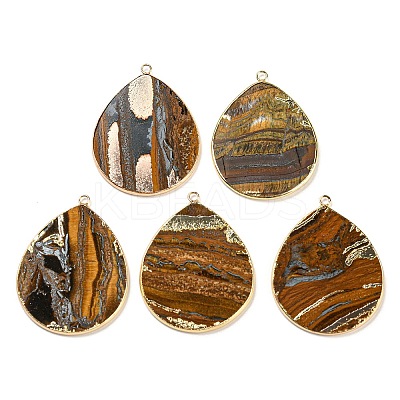 Natural Tiger Eye Pendants G-E526-01H-1