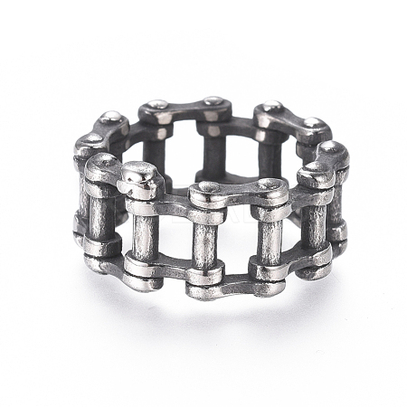 Steampunk Style 304 Stainless Steel Wide Band Rings RJEW-D073-01D-AS-1