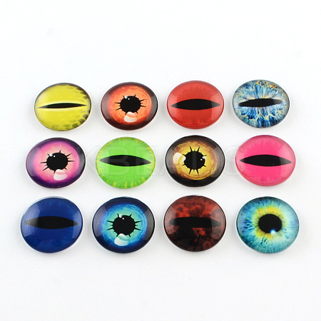 Half Round/Dome Dragon Eye Pattern Glass Flatback Cabochons for DIY Projects GGLA-Q037-8mm-M39-1