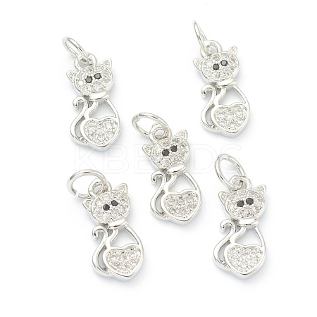 Brass Clear Cubic Zirconia Charms ZIRC-B010-04P-1