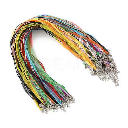 36Pcs 9 Colors Waxed Cord and Organza Ribbon Necklace Making NCOR-FS0001-03-1